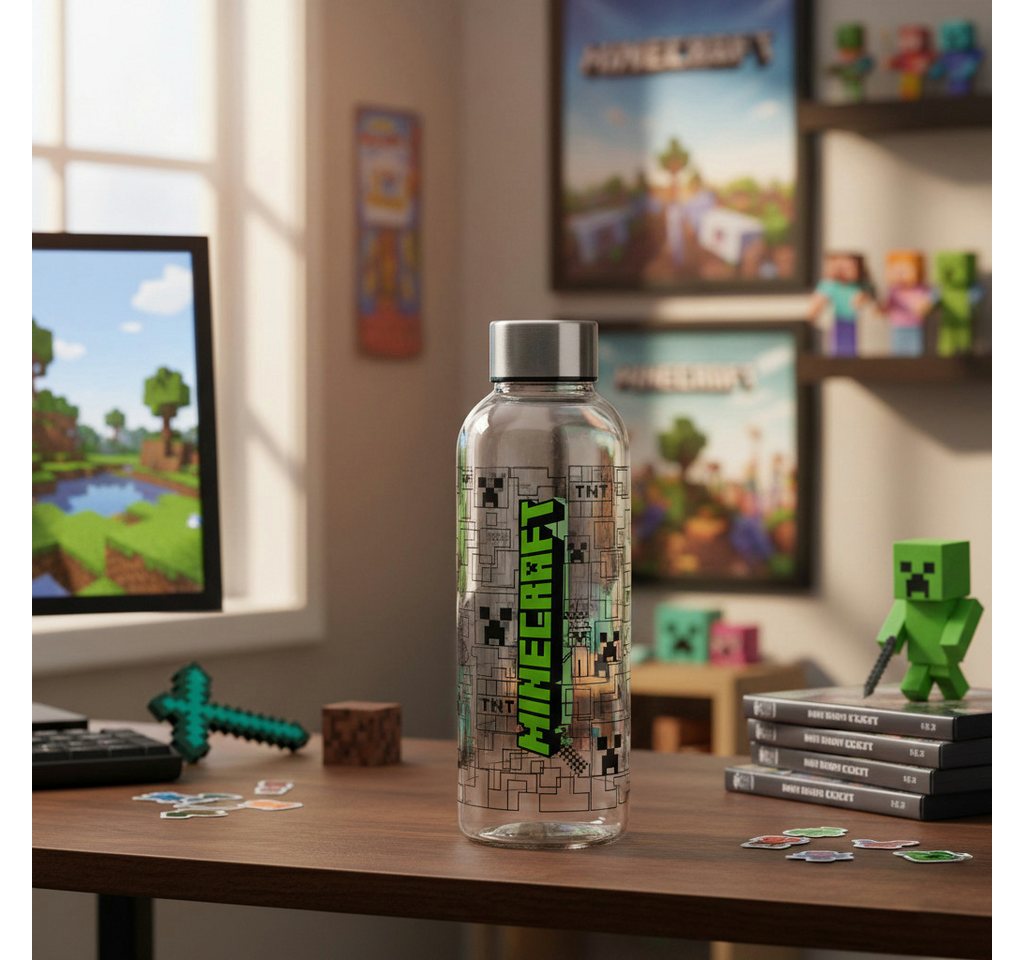 Minecraft Trinkflasche Minecraft Gamer Creeper Wasserflasche Trinkflasche Flasche XL 850 ml Bild 2