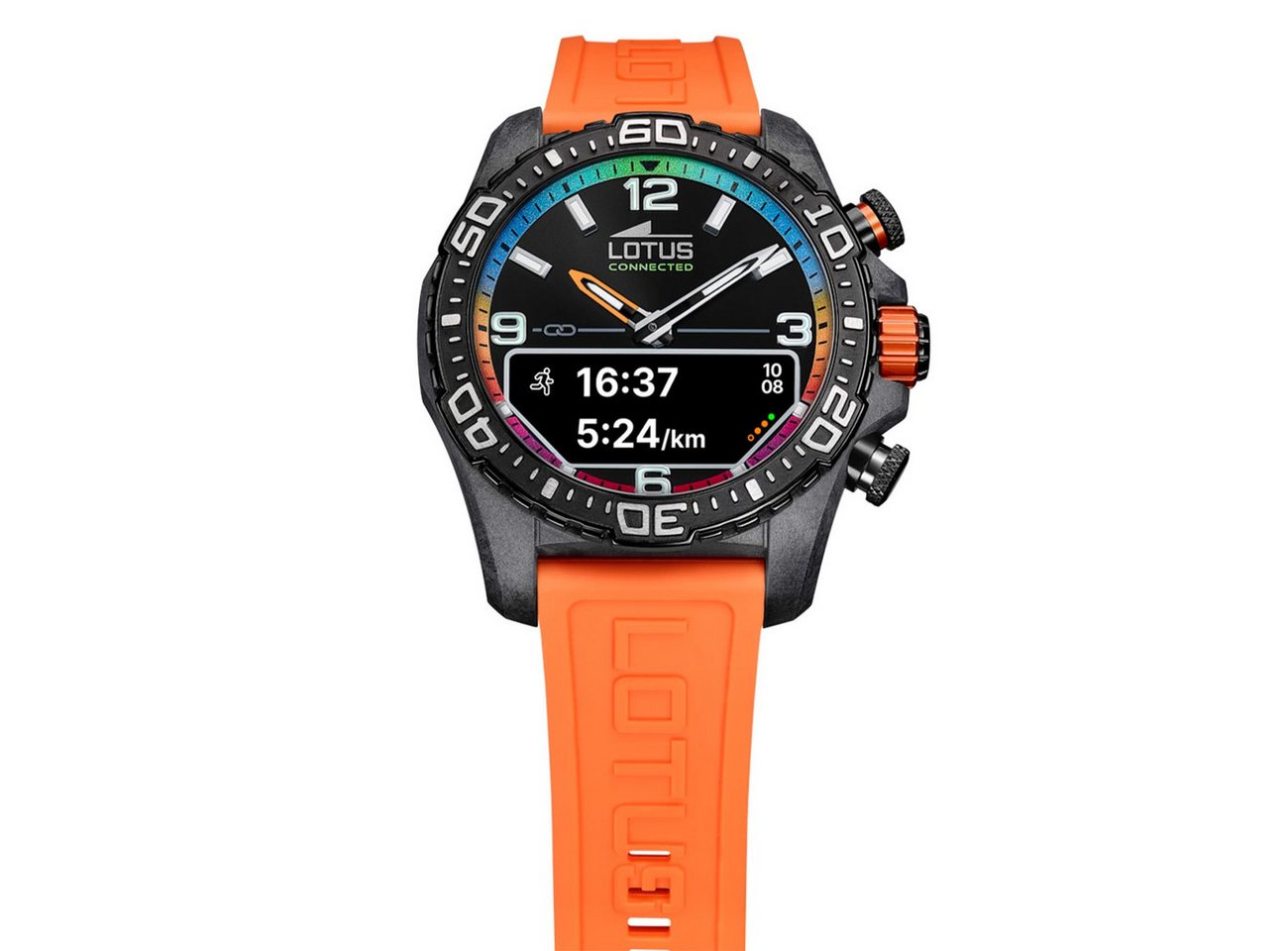 Lotus Multifunktionsuhr Lotus Herrenuhr Kunststoff orange Lotus, (Multifunktionsuhr), Herren Armbanduhr rund, groß (ca. 45mm), Kohlefaser, Sport, Fashion