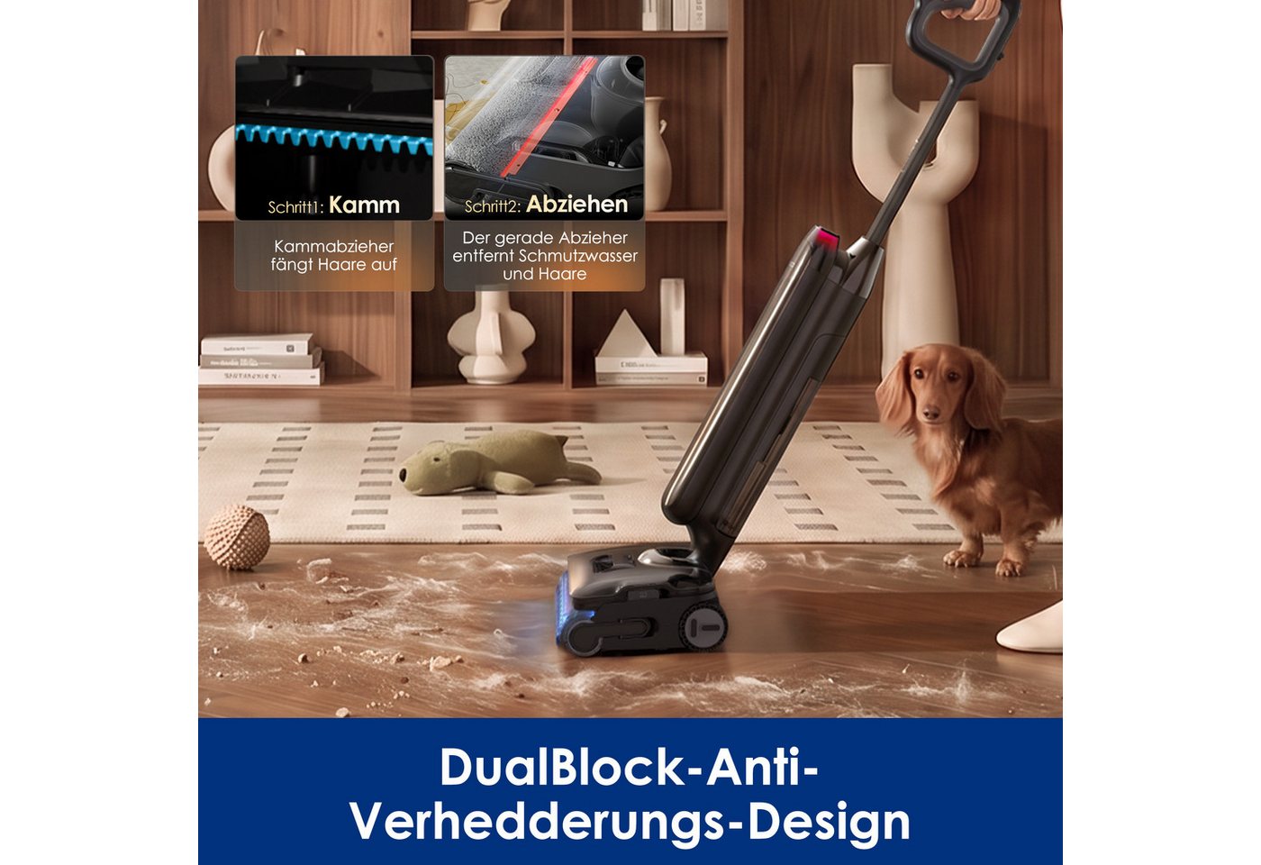 Tineco Nass-Trocken-Sauger FLOOR ONE S9 Artist Boost Steam Premium, 450 W, Schrubber-Modus mit 99°C Wasserdampf, 25.000 Pa Saugleistung Bild 4
