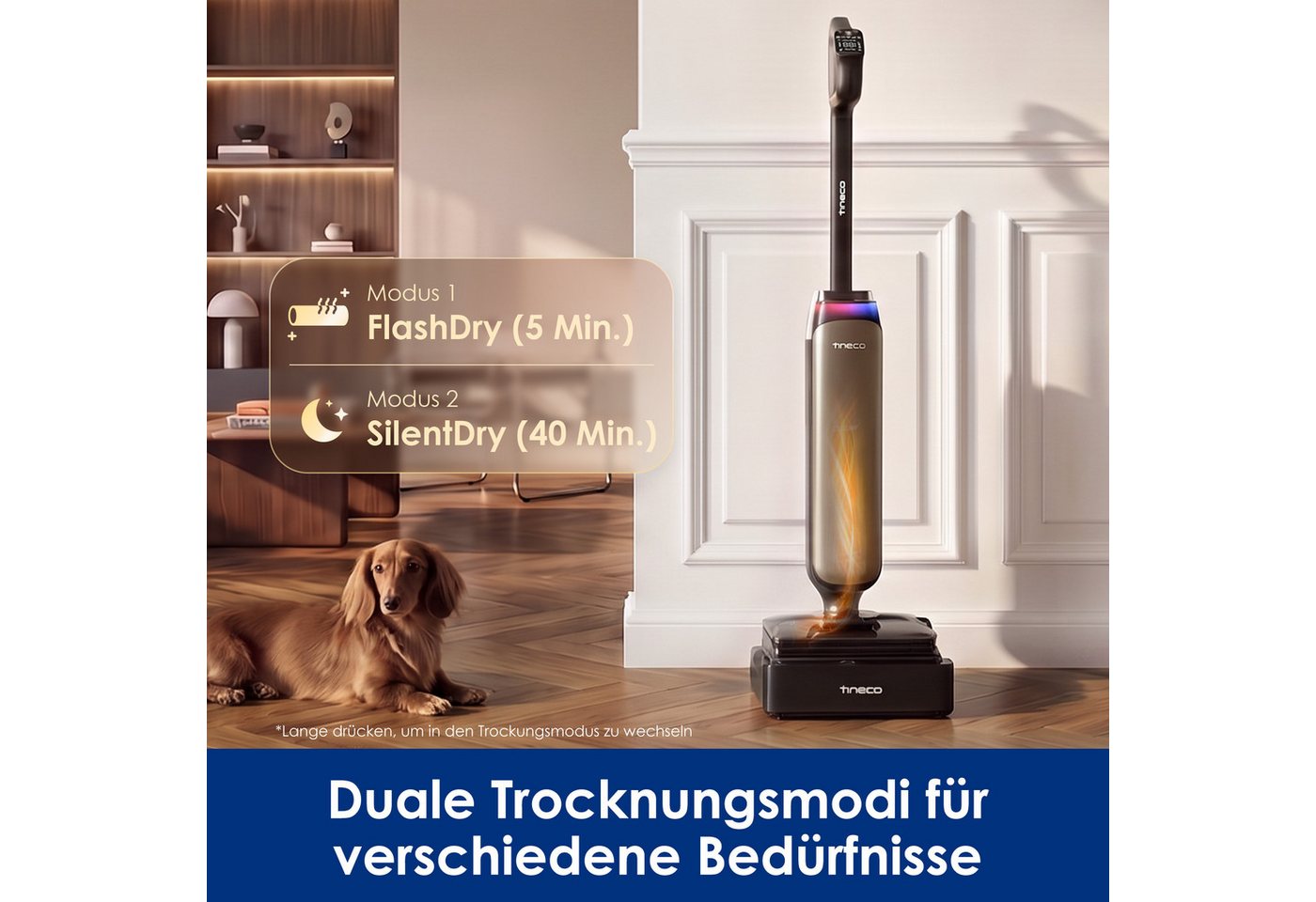 Tineco Nass-Trocken-Sauger FLOOR ONE S9 Artist Boost Steam Premium, 450 W, Schrubber-Modus mit 99°C Wasserdampf, 25.000 Pa Saugleistung Bild 5