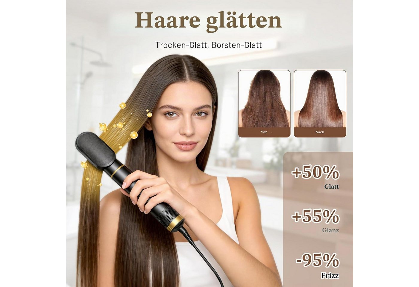 Forrlite Multihaarstyler Warmluftbürste 5 in 1 Hairstyler, Ionen Föhn für Styling & Volumen, Multifunktionaler Airstyler, Lockenstab für Locken & Glätten