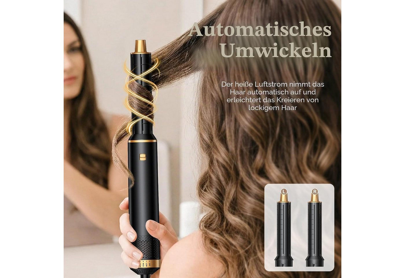 Forrlite Multihaarstyler Warmluftbürste 5 in 1 Hairstyler, Ionen Föhn für Styling & Volumen, Multifunktionaler Airstyler, Lockenstab für Locken & Glätten Bild 5