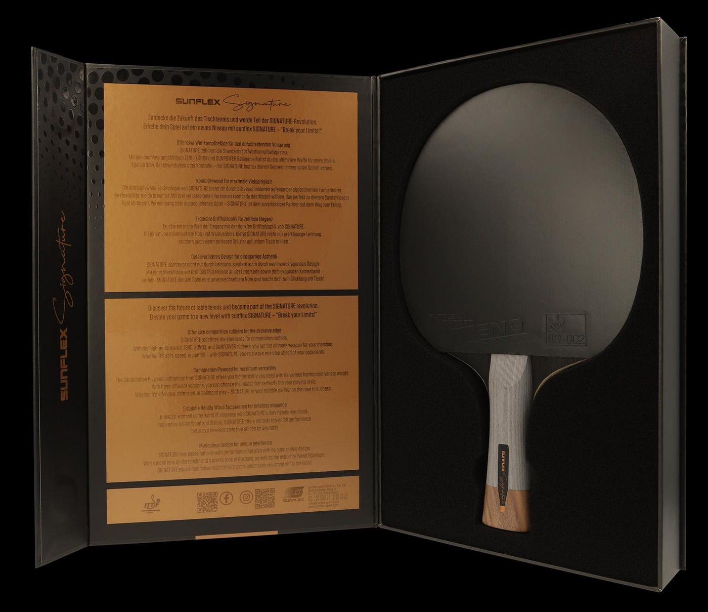 Sunflex Tischtennisschläger SIGNATURE ZENO, ITTF zertifizierter Zeno Belag, Magnetverschluss Bild 3