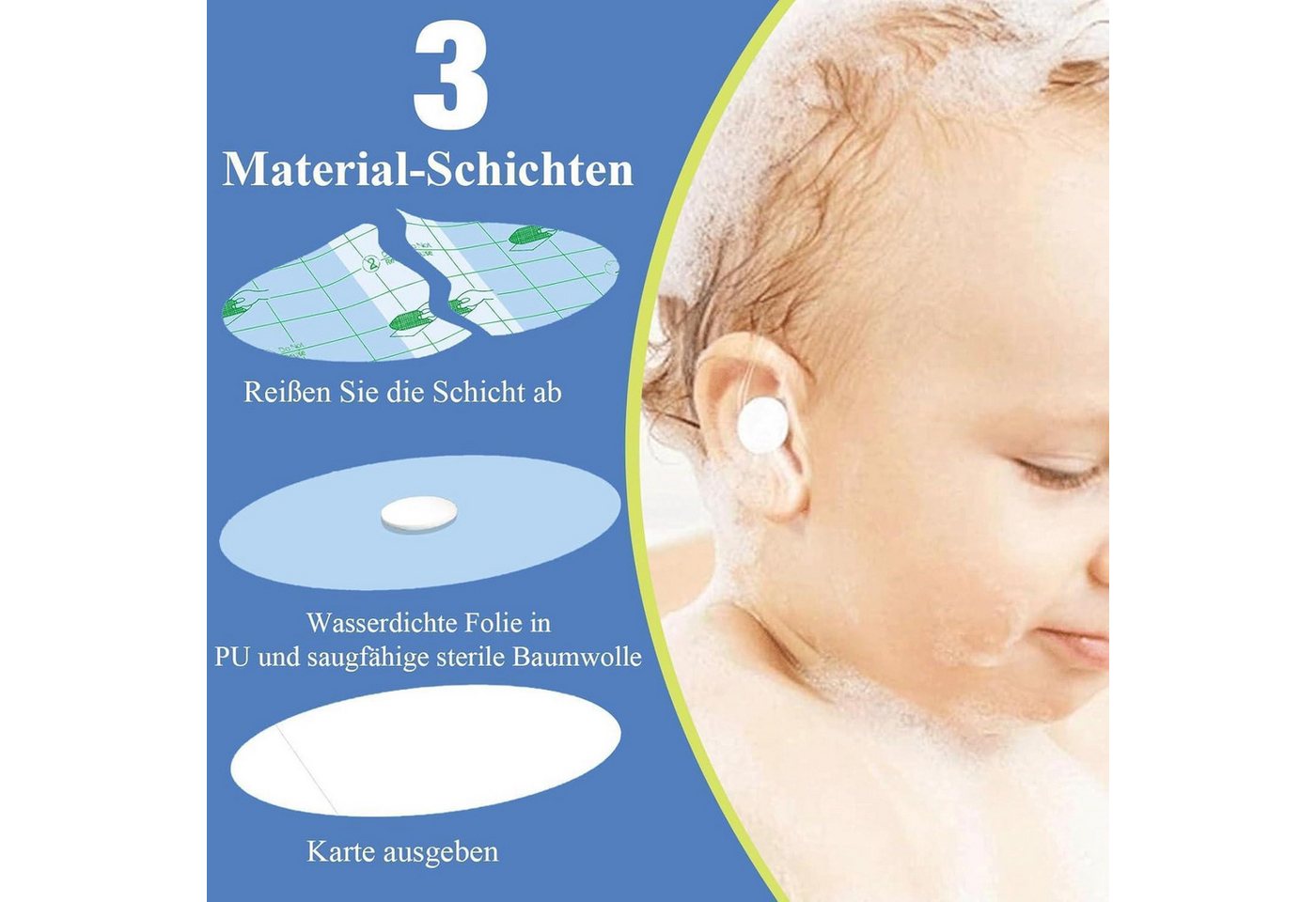 LuxusKollektion Schwimm-Ohrstöpsel Ohrpflaster Kinder wasserdicht 80 Stk. Bild 4