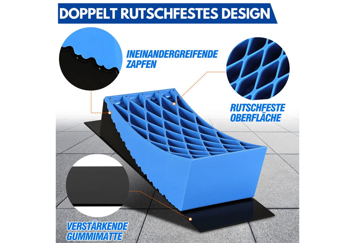 Clanmacy Auffahrrampe Auffahrrampe Auffahrkeile 2er Set bis 13.5 t Wohnwagen