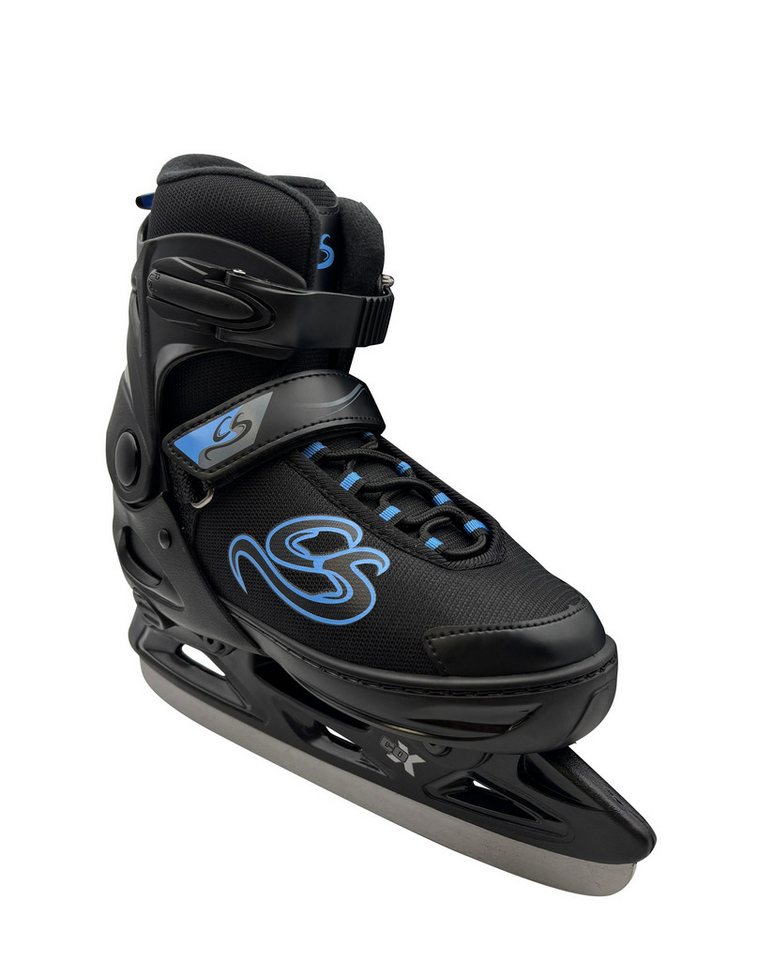 Cox Swain Schlittschuhe CRYSTAL – größenverstellbar, Softboot – Black/Blue – XS (29-32), Verstellbare Schlittschuhe mit Edelstahlkufen Bild 4