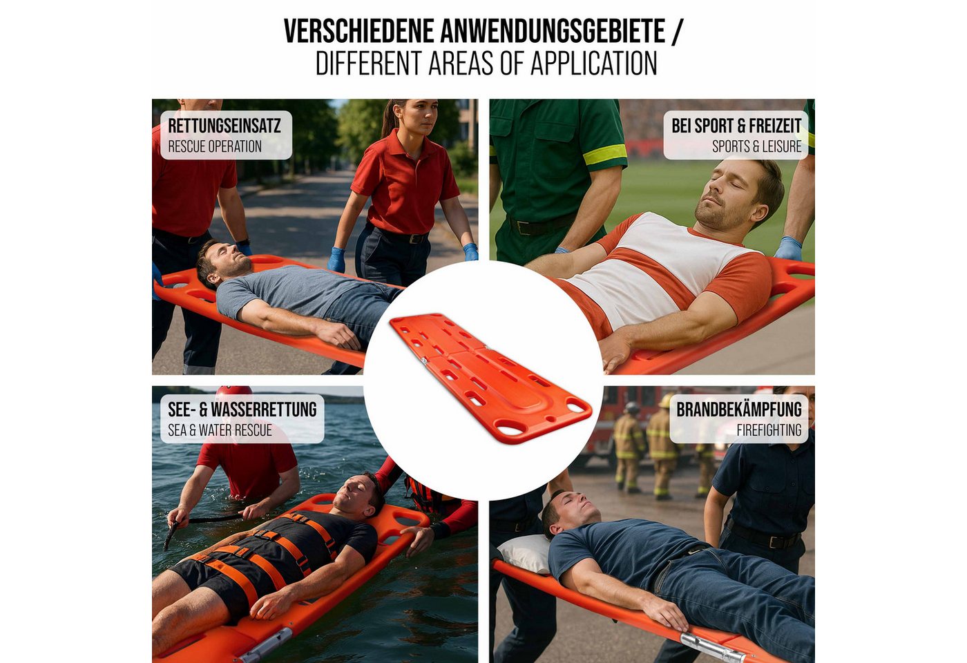 pulox Erste-Hilfe-Set WTG-100 - Klappbares Rettungsbrett (Spine-Board)