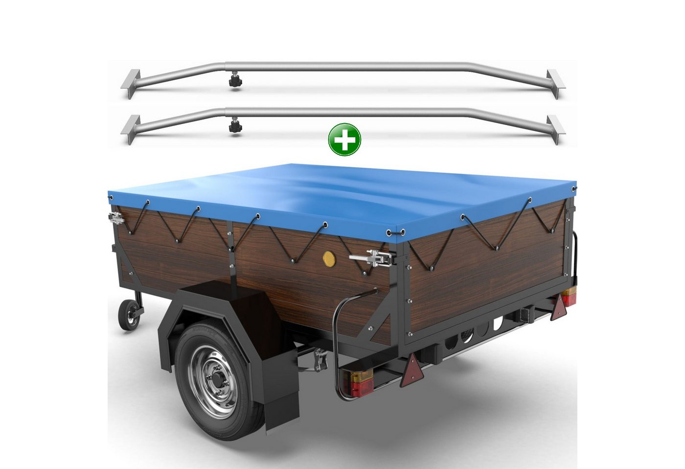Tarpofix® Schutzplane Tarpofix Anhängerplane DDR Hänger 750 kg wasserdicht PVC, Flachplane 160x115 cm + 2 Planenbügel Bild 5