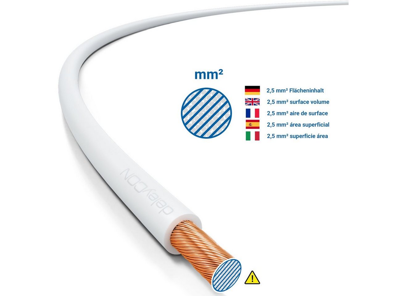 deleyCON deleyCON 10m Lautsprecherkabel 2x 2,5mm² CCA 2x50x0,25mm Litze - Weiß Audio-Kabel