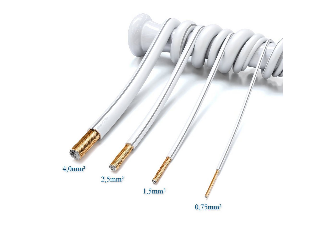 deleyCON deleyCON 10m Lautsprecherkabel 2x 2,5mm² CCA 2x50x0,25mm Litze - Weiß Audio-Kabel Bild 2