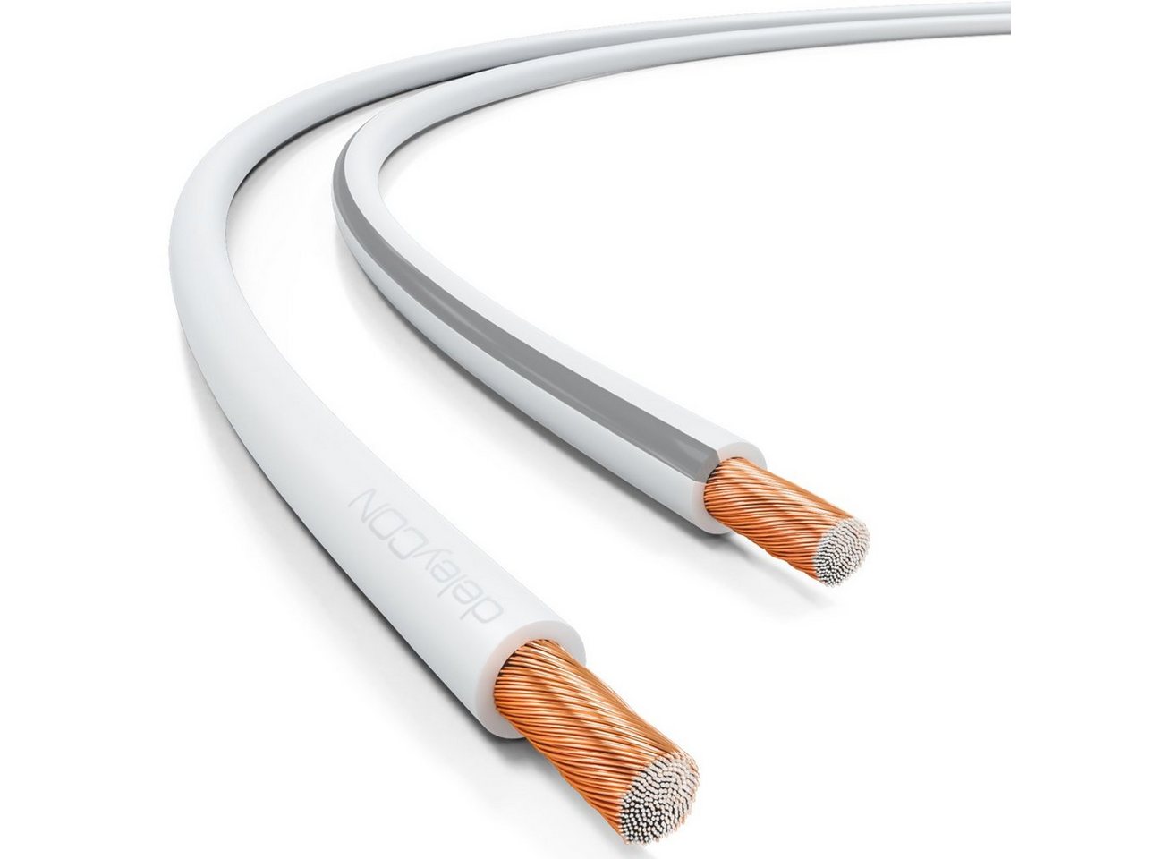 deleyCON deleyCON 10m Lautsprecherkabel 2x 2,5mm² CCA 2x50x0,25mm Litze - Weiß Audio-Kabel Bild 3