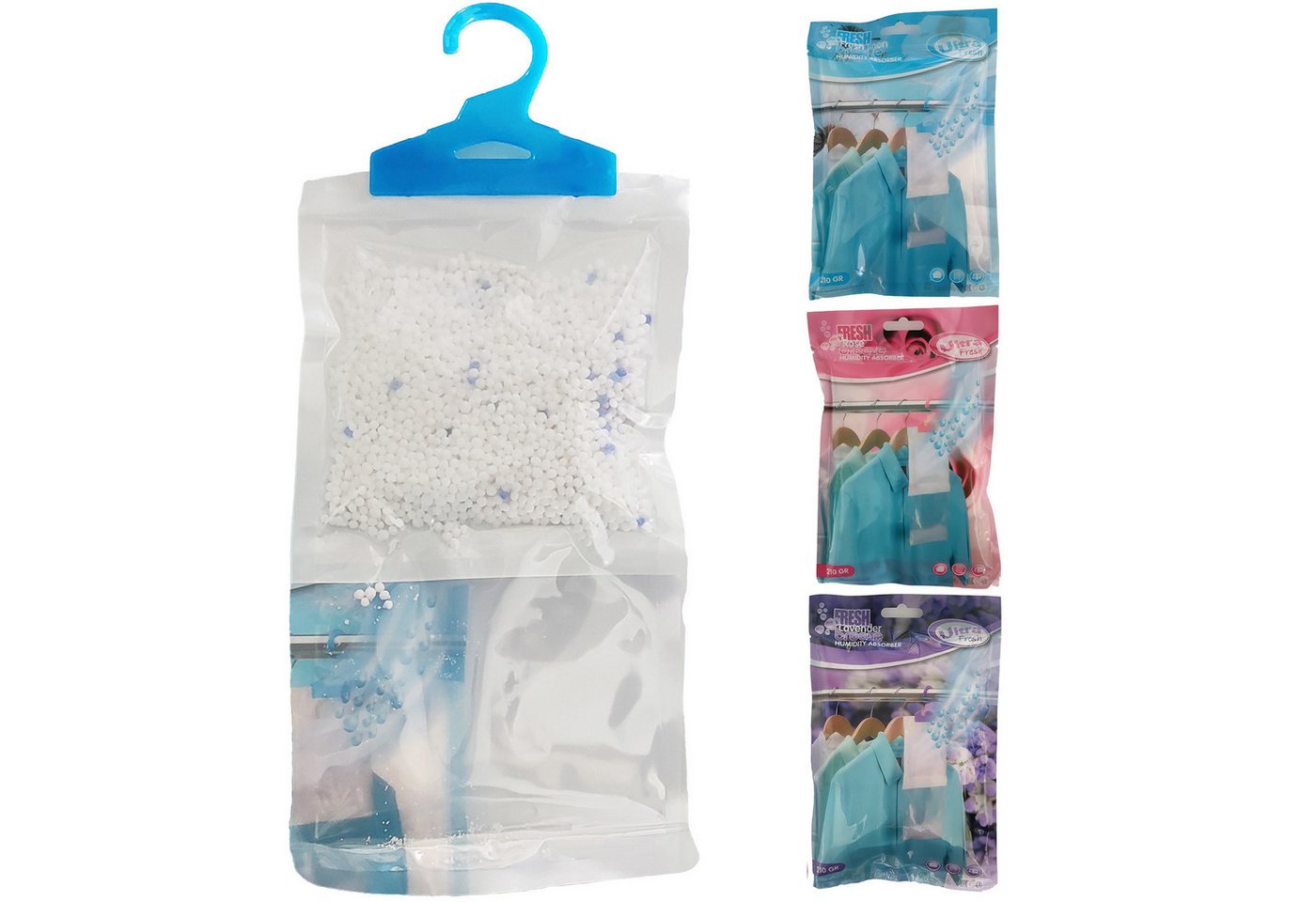 Koopman Granulat-Luftentfeuchter Luftentfeuchter Luftreiniger Fresh/ ROSE / Lavendel 4 er Set, 4er Set, Entfeuchterbeutel, Fresh Linen, Entwässern, Kleiderschrank