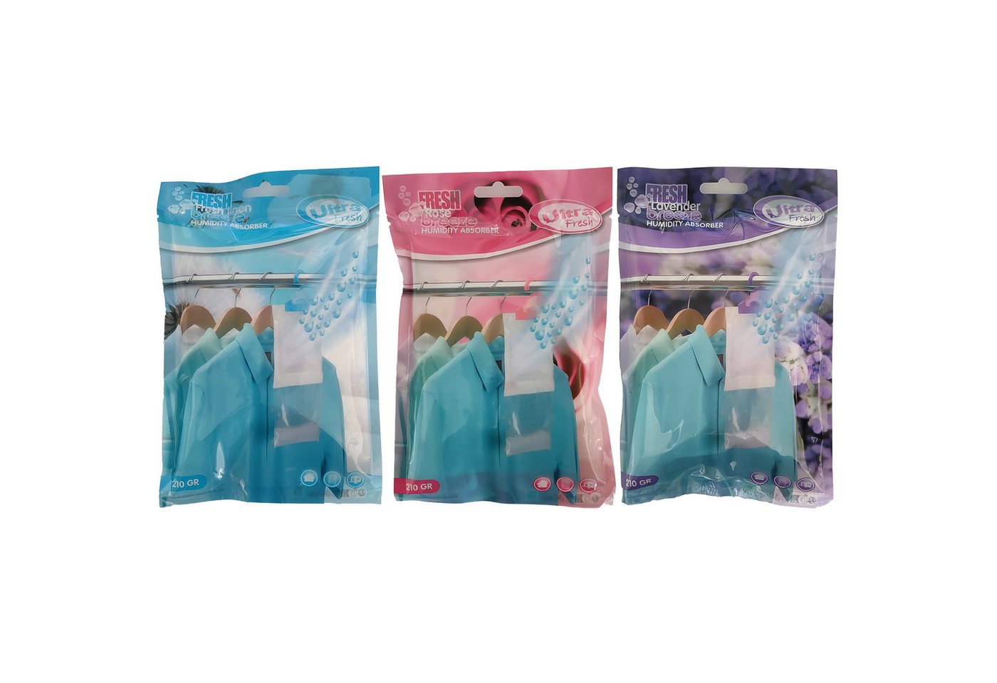 Koopman Granulat-Luftentfeuchter Luftentfeuchter Luftreiniger Fresh/ ROSE / Lavendel 4 er Set, 4er Set, Entfeuchterbeutel, Fresh Linen, Entwässern, Kleiderschrank Bild 4