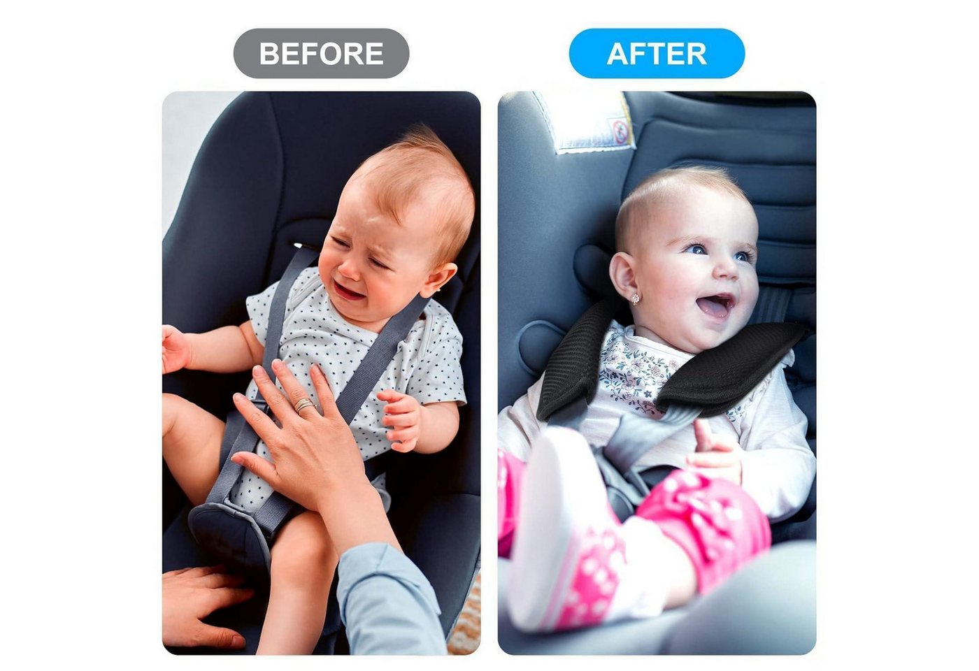 LuxusKollektion Gurtpolster Gurtpolster Baby Autositz atmungsaktiv universal Schwarz-1