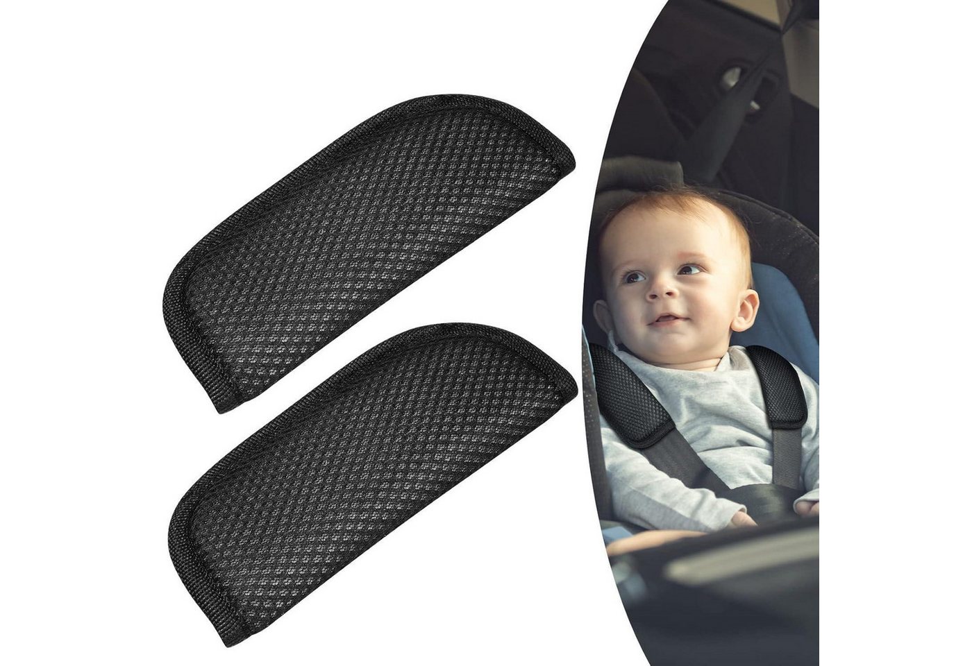 LuxusKollektion Gurtpolster Gurtpolster Baby Autositz atmungsaktiv universal Schwarz-1 Bild 3