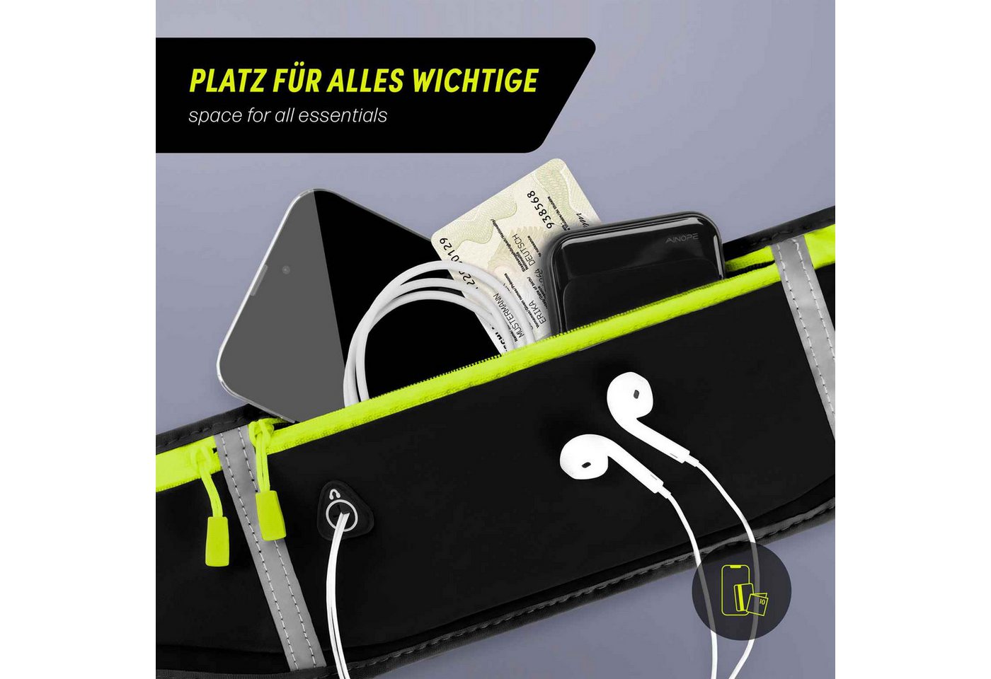 ONEFLOW Laufgürtel für Google Pixel 9 Pro Fold Lauftasche ActivePro Belt Schwarz Sport Handytasche zum Joggen Damen Herren Bauchtasche Handy Running Bild 4
