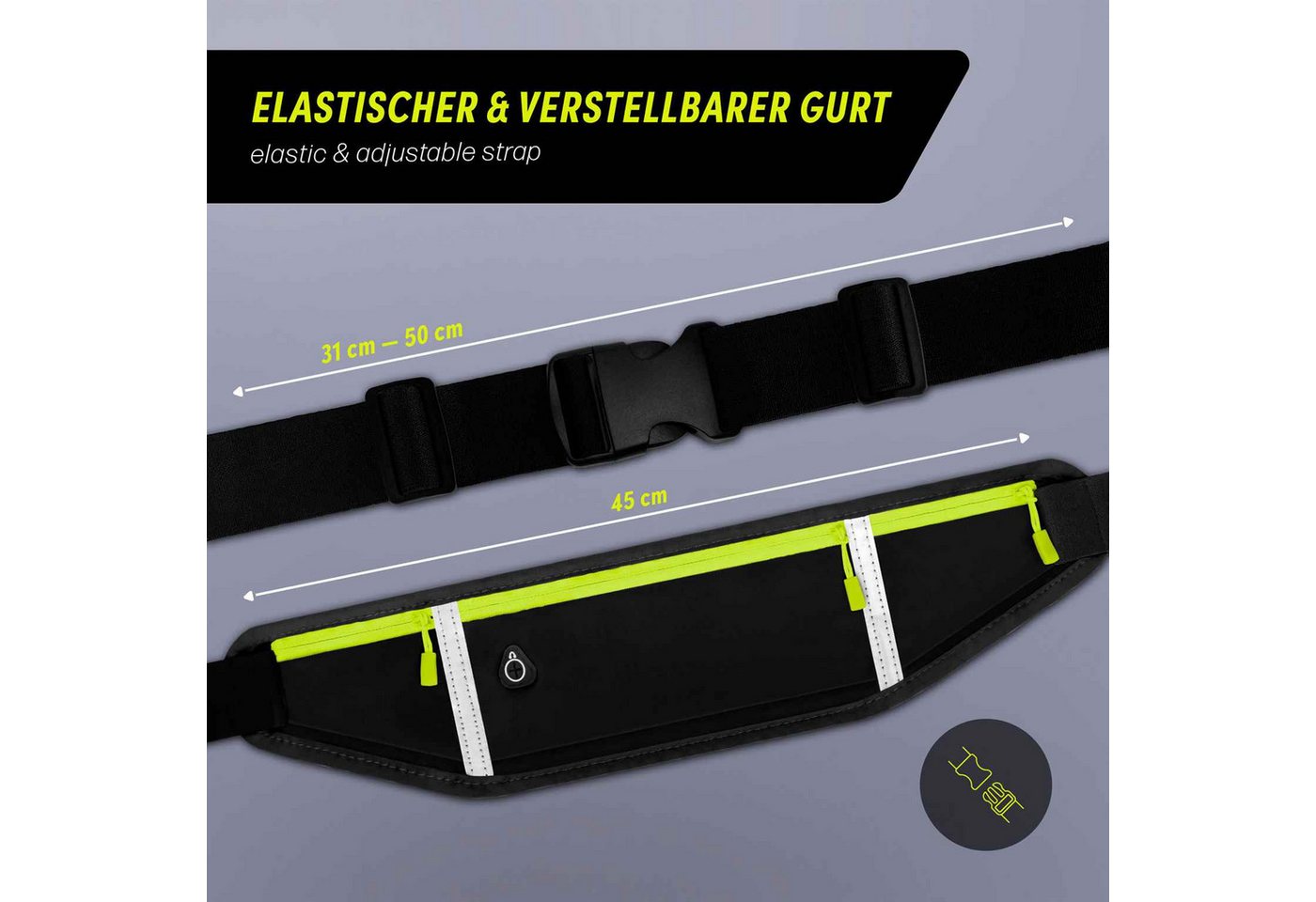 ONEFLOW Laufgürtel für Google Pixel 9 Pro Fold Lauftasche ActivePro Belt Schwarz Sport Handytasche zum Joggen Damen Herren Bauchtasche Handy Running Bild 5