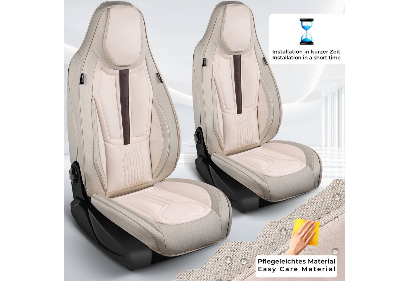 BREMER SITZBEZÜGE Autositzbezug für Fiat 500 Bj ab 2014 DS4, Set, 2-tlg., Schonbezüge Sitzbezüge Fahrer und Beifahrer, in Beige Bild 3