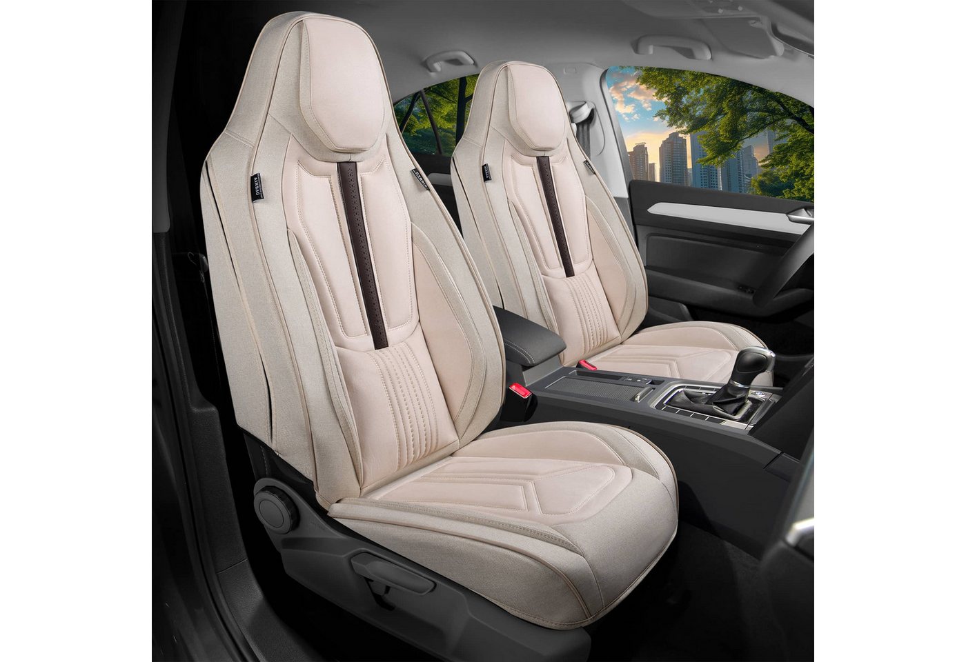 BREMER SITZBEZÜGE Autositzbezug für Fiat 500 Bj ab 2014 DS4, Set, 2-tlg., Schonbezüge Sitzbezüge Fahrer und Beifahrer, in Beige Bild 5