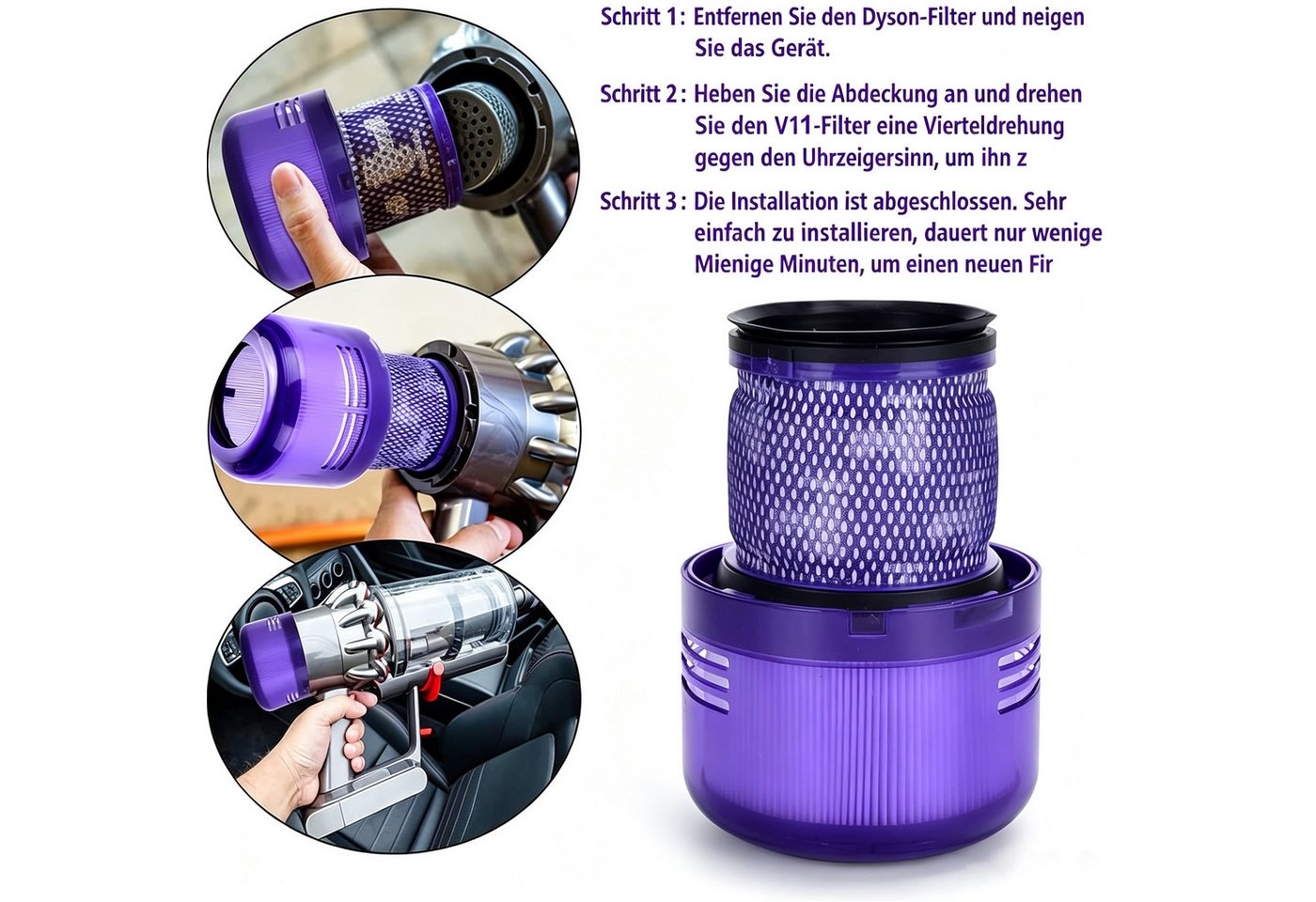 OYLCDI Staubfilter HEPA Ersatzfilter kompatibel mit Dyson V11 V15 SV14, waschbarer Staubsaugerfilter für Akkustaubsauger