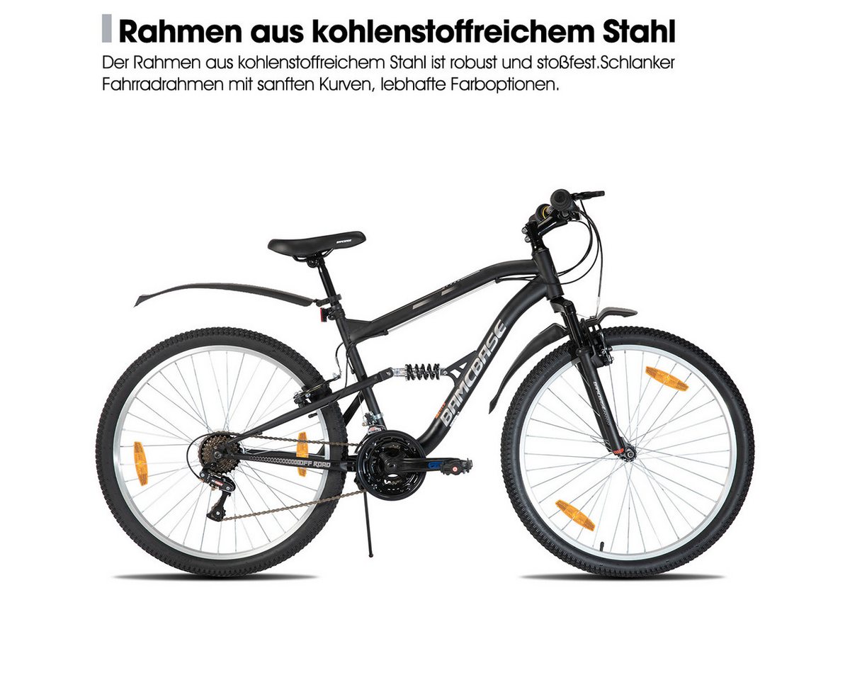 HILAND Mountainbike 26 Zoll MTB Doppel‑Federung 18‑Gang V‑Bremsen Fahrrad Wald & Stadt, Mit 18-Gang-Schaltung, Federgabel und vollgefedertem Rahmen, Kotflügel Bild 4