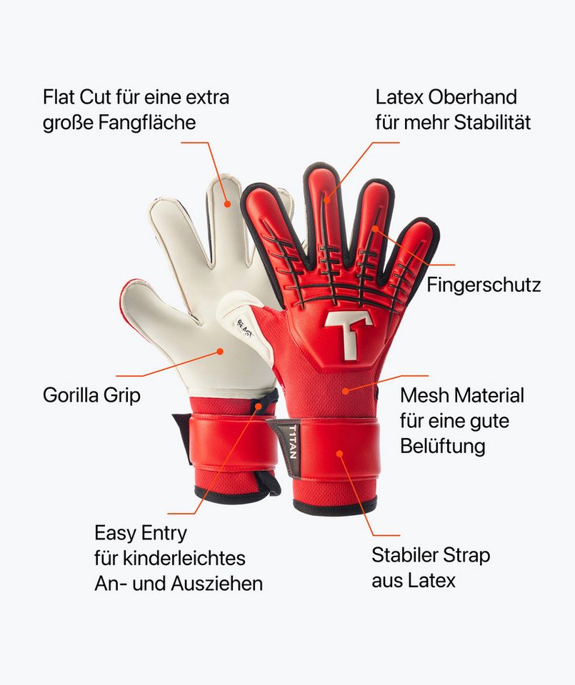 T1TAN Torwarthandschuhe Kinder Red Beast 3.0 mit Fingerschutz Bild 3