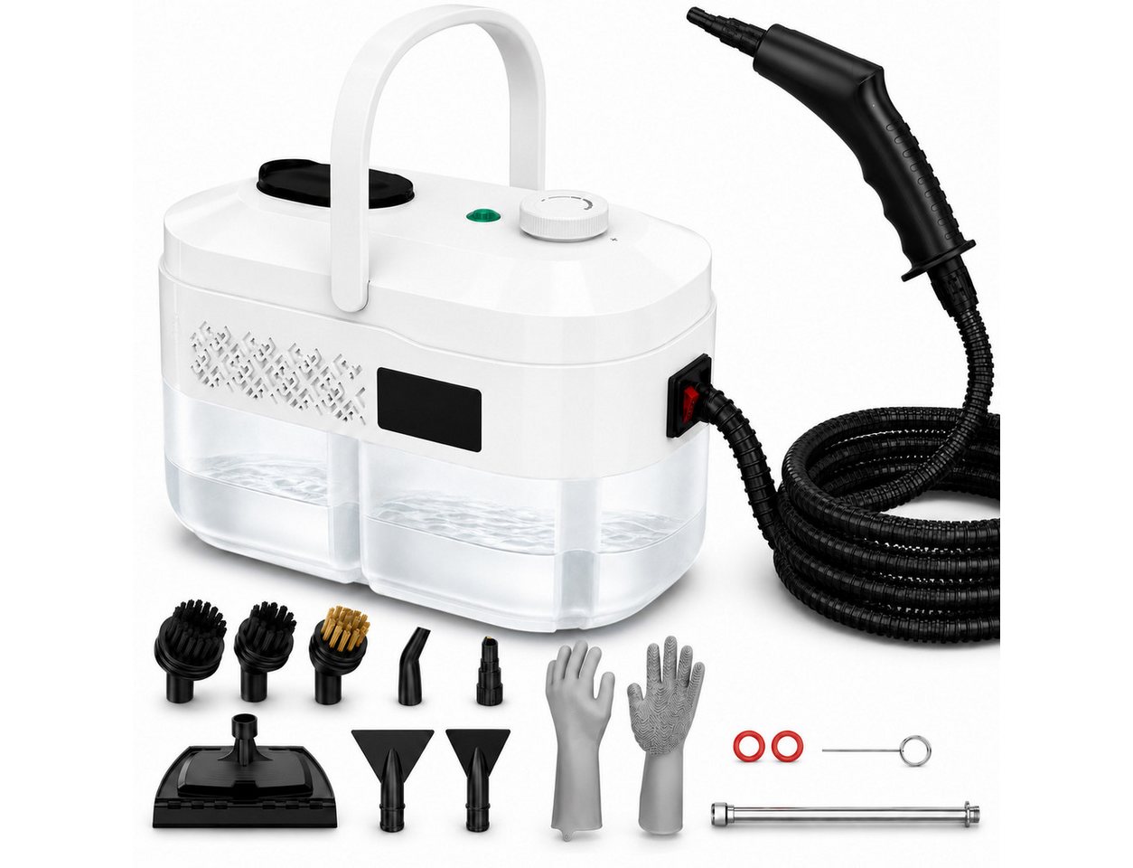 Futicare Dampfreiniger Handdampfreiniger 2500 W, bis zu 100 °C, 6 bar, ca. 15 Sek., 1400 ml, 2500 W, 6 Dampfstufen, Tragbarer Reiniger mit Zubehör für Küche, Fenster, Bad und Auto