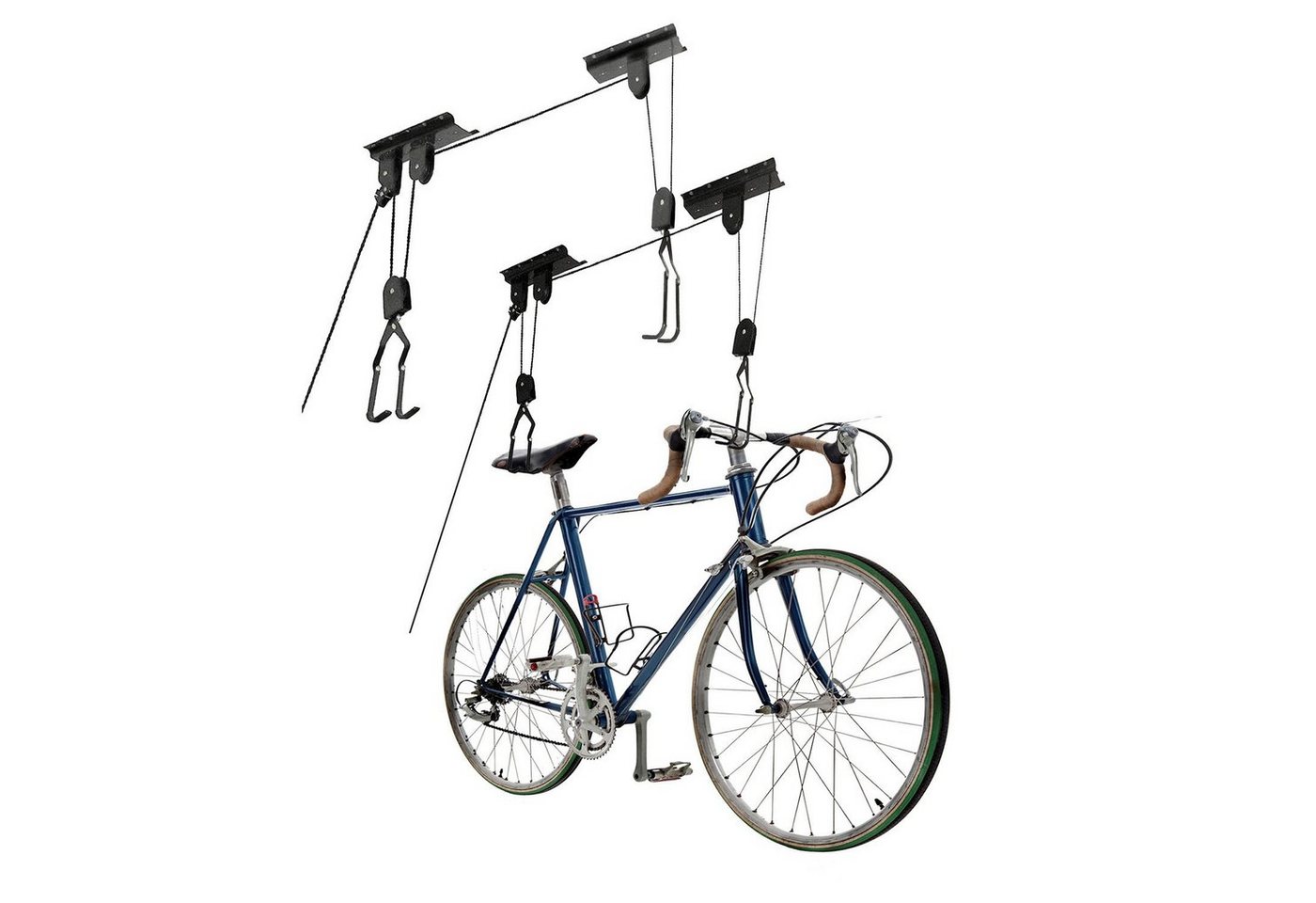 BAYLI Fahrradständer 2er Set Fahrradlift mit Flaschenzug, Fahrradaufhängung zur Deckenmont