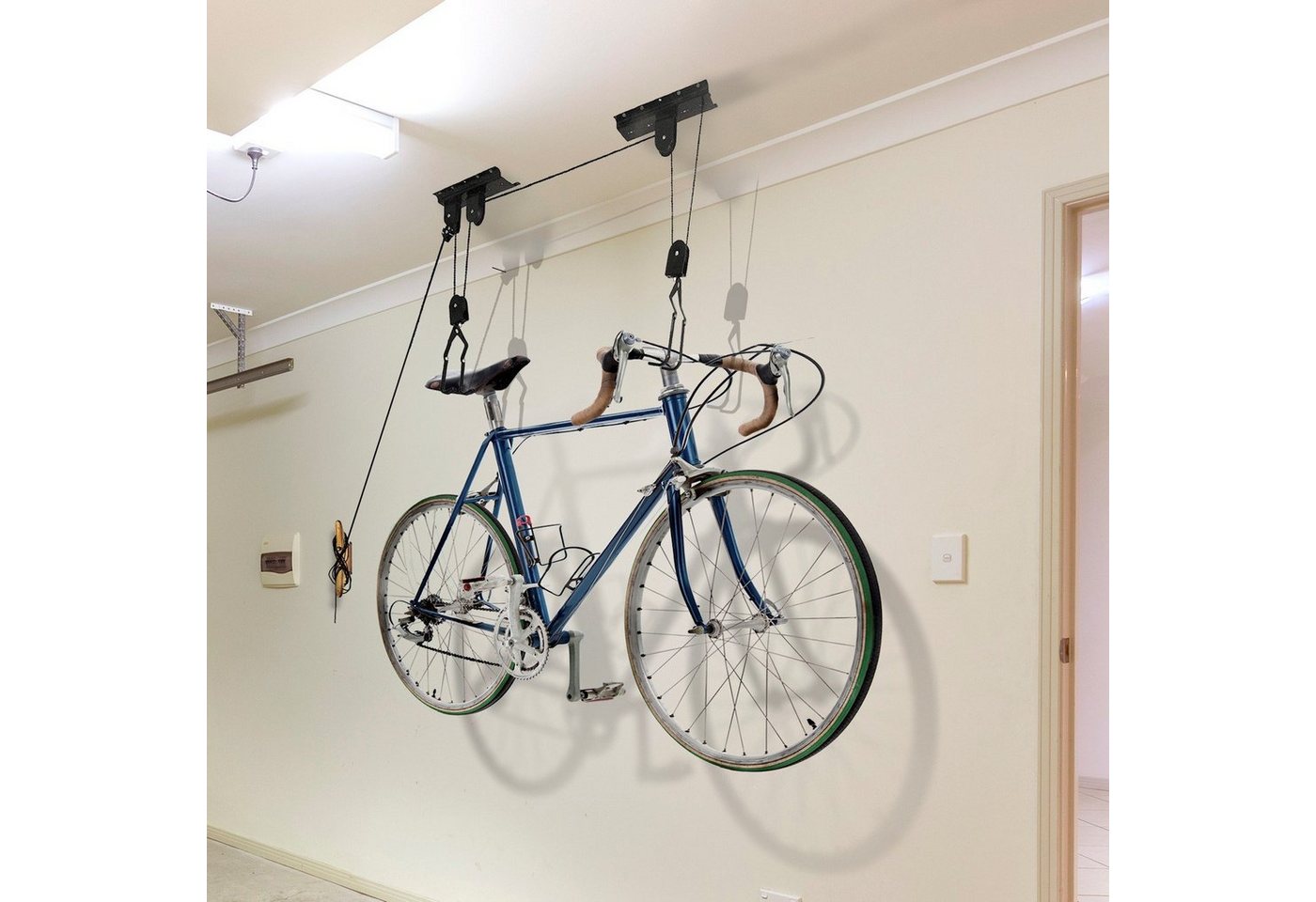BAYLI Fahrradständer 2er Set Fahrradlift mit Flaschenzug, Fahrradaufhängung zur Deckenmont Bild 3
