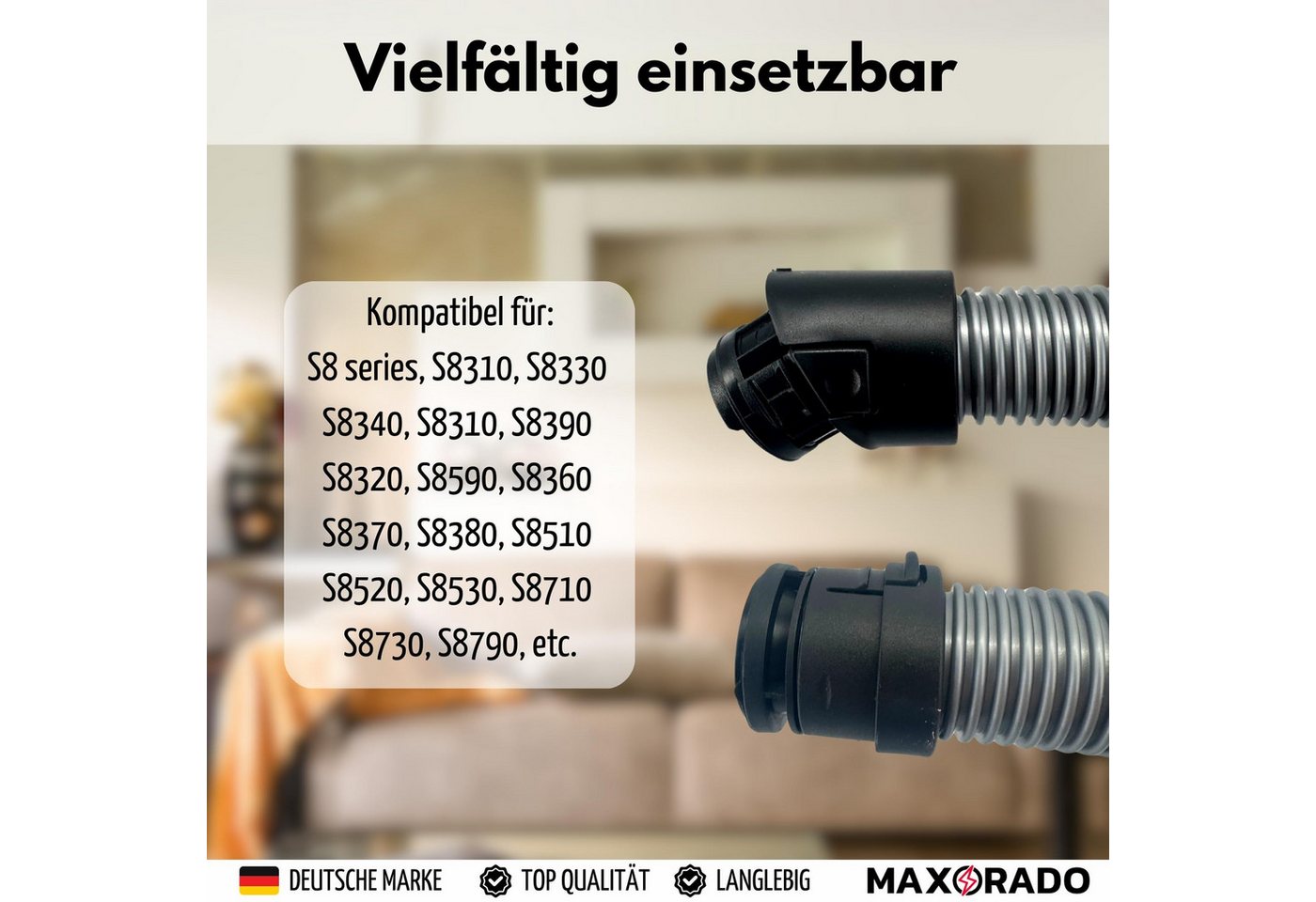 Maxorado Staubsaugerschlauch Staubsaugerschlauch für Miele S8 S8000 C3 Complete Compact S8330 S8340, Zubehör für S8390 83790 EcoLine Cat&Dog PowerLine Silence, Staubsauger Schlauch Ersatzteil Zubehör Bild 3