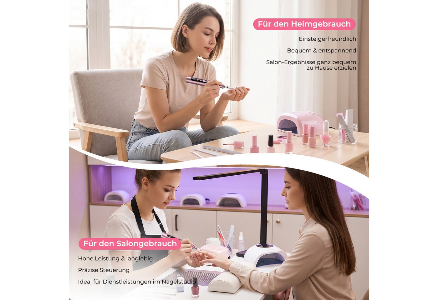AKKEE Maniküre-Pediküre-Set Professionell Elektrische Nagelfräser, Akku-Nagelfeile, 35.000 U/min, mit 12 Aufsätze zur Nagelpflege 5 Geschwindigkeiten Bild 3
