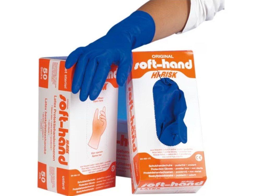 DocMed Latexhandschuhe Soft-Hand Hi-Risk - Latex - puderfrei (Unsterile Latexhandschuhe, 50-St., Medizinische Schutz) Puderfrei und Robuste Latexhandschuhe Bild 3
