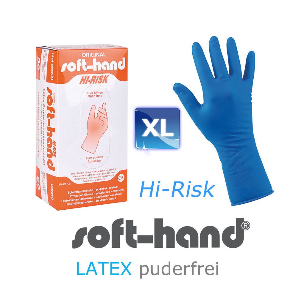 DocMed Latexhandschuhe Soft-Hand Hi-Risk - Latex - puderfrei (Unsterile Latexhandschuhe, 50-St., Medizinische Schutz) Puderfrei und Robuste Latexhandschuhe Bild 4