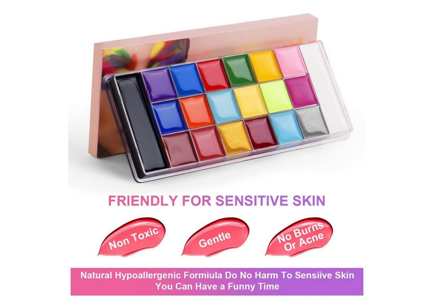 LuxusKollektion Theater Schminkpalette Bodypainting Gesichtsfarbe Tattoo Halloween Karneval 20 Farben