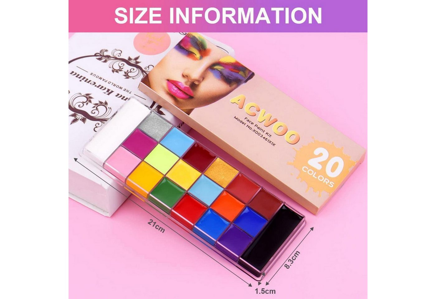 LuxusKollektion Theater Schminkpalette Bodypainting Gesichtsfarbe Tattoo Halloween Karneval 20 Farben Bild 3