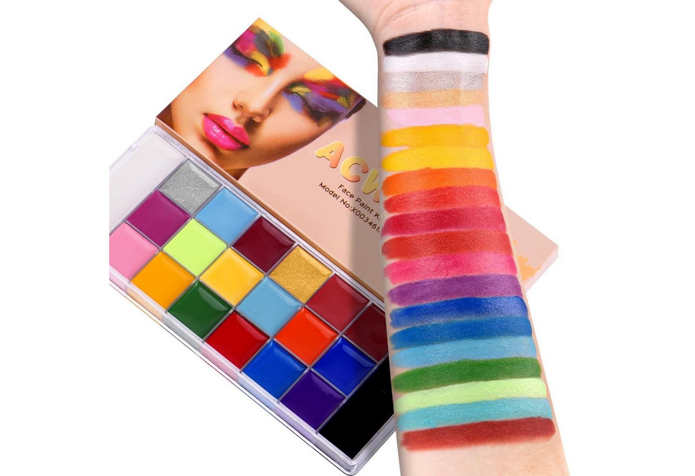 LuxusKollektion Theater Schminkpalette Bodypainting Gesichtsfarbe Tattoo Halloween Karneval 20 Farben Bild 4