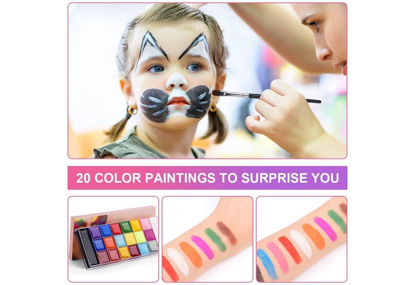 LuxusKollektion Theater Schminkpalette Bodypainting Gesichtsfarbe Tattoo Halloween Karneval 20 Farben Bild 5