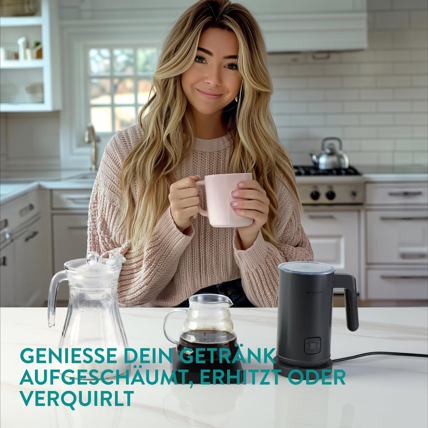 Navaris Milchaufschäumer Navaris Elektrischer Milchaufschäumer mit Milchwärmer Bild 2