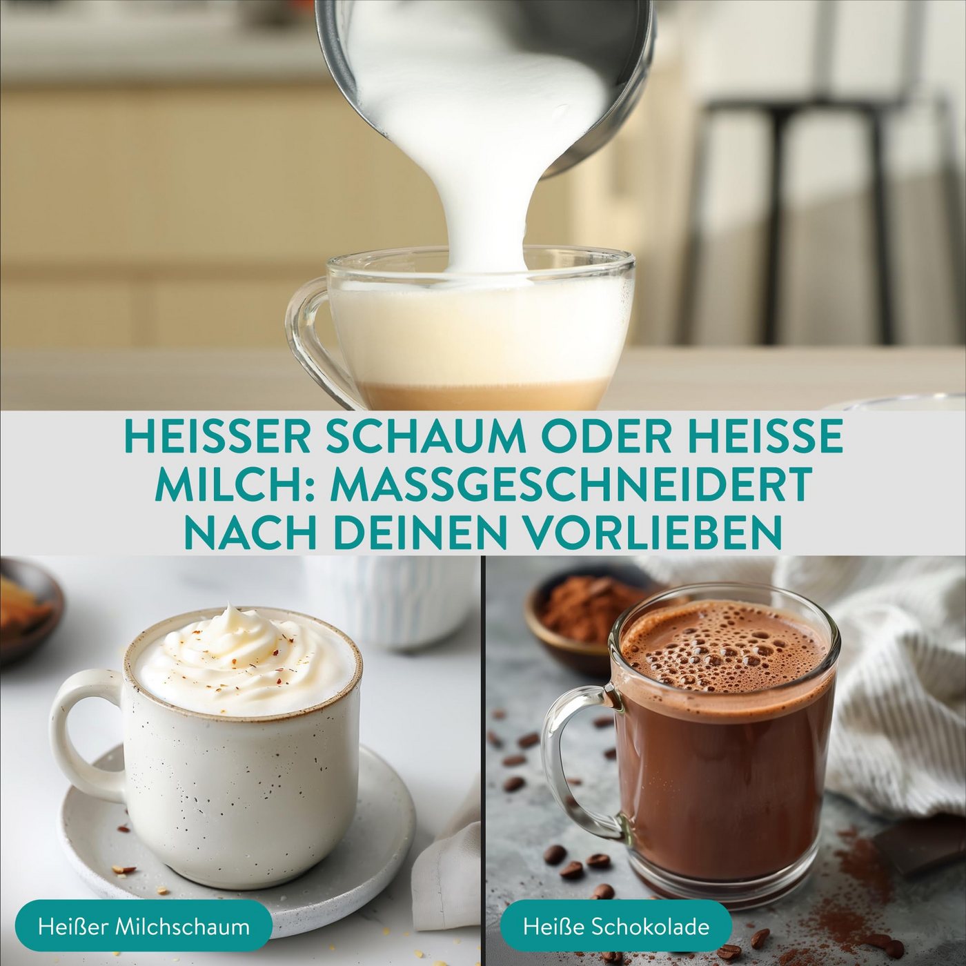 Navaris Milchaufschäumer Navaris Elektrischer Milchaufschäumer mit Milchwärmer Bild 3
