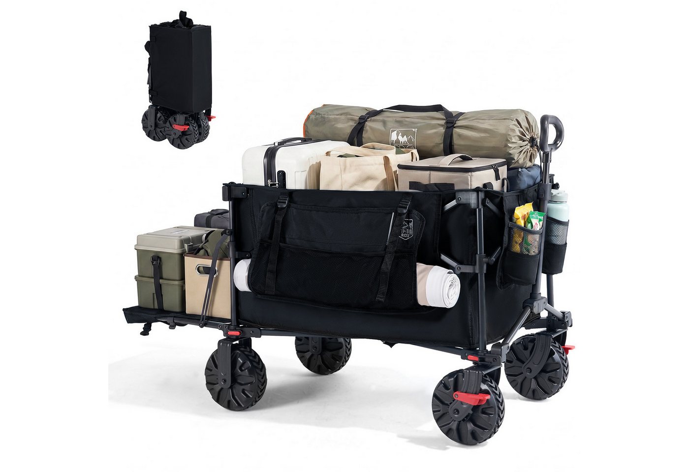 TIMBER RIDGE Bollerwagen Faltbar 400L 180kg, All-Terrain-Räder mit Bremse + 360° Rollen (1-tlg)