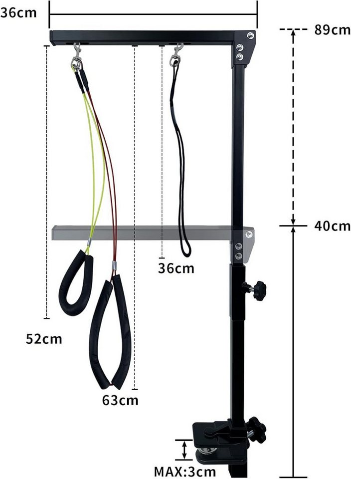 FIVMEN Abschleppseil Hundefrisiertischarm, Faltbarer Tierpflegearm, Höhenverstellbar, Haustier-Fellpflegearm mit Klemme, 89cm