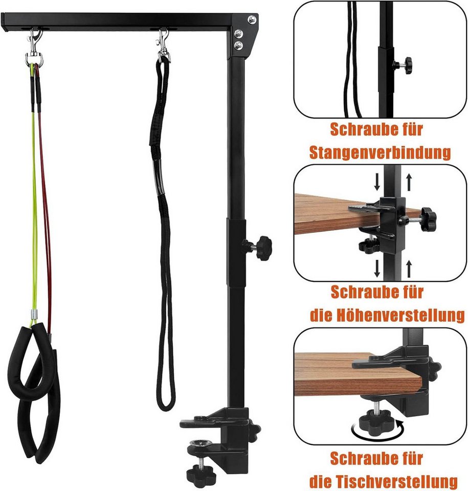FIVMEN Abschleppseil Hundefrisiertischarm, Faltbarer Tierpflegearm, Höhenverstellbar, Haustier-Fellpflegearm mit Klemme, 89cm Bild 4