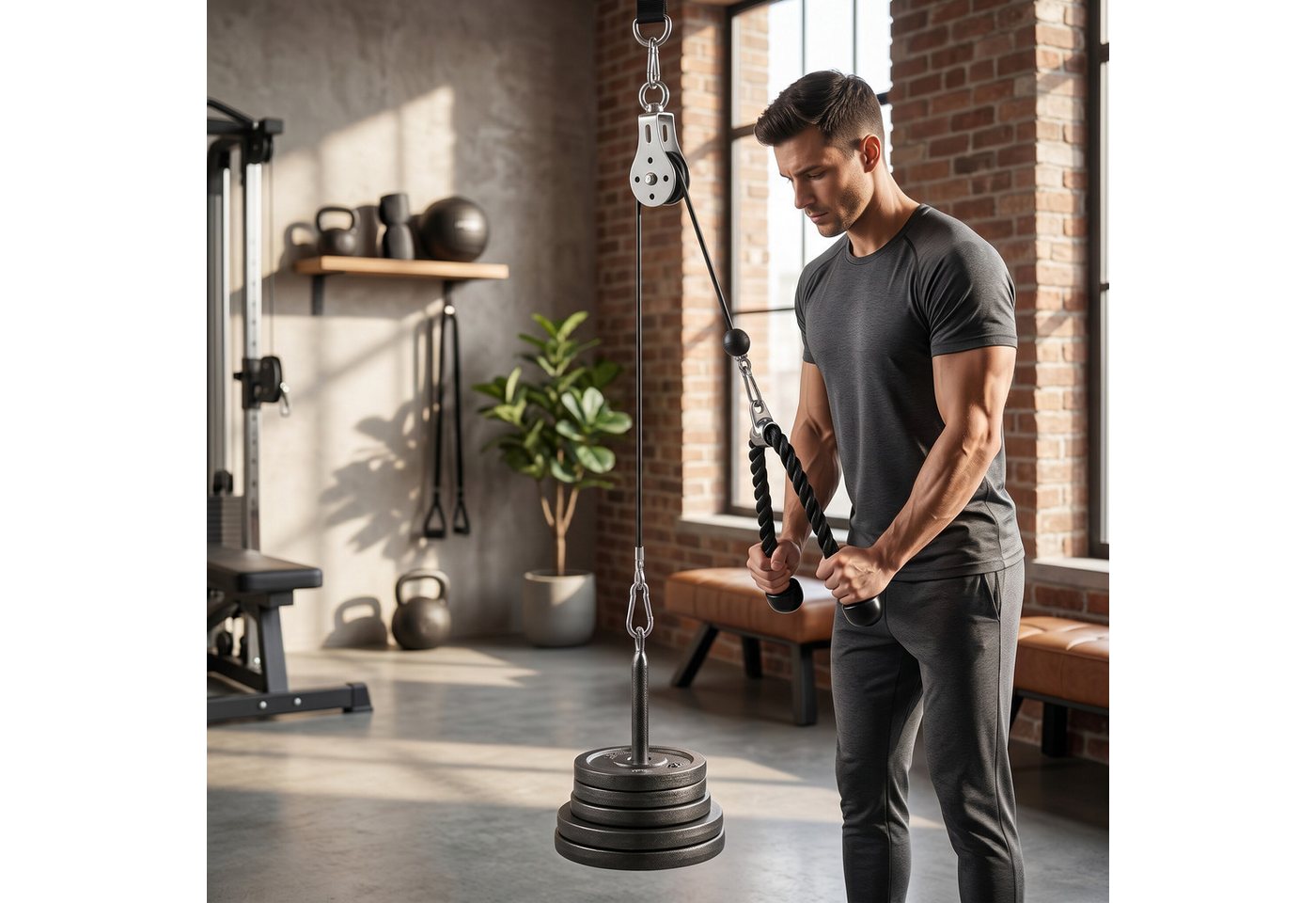GARRYFIZH Trainingsstation Fitness GeräTe Fitness GeräTe Zuhause Krafttraining GeräTe, 2-Meter-Seil