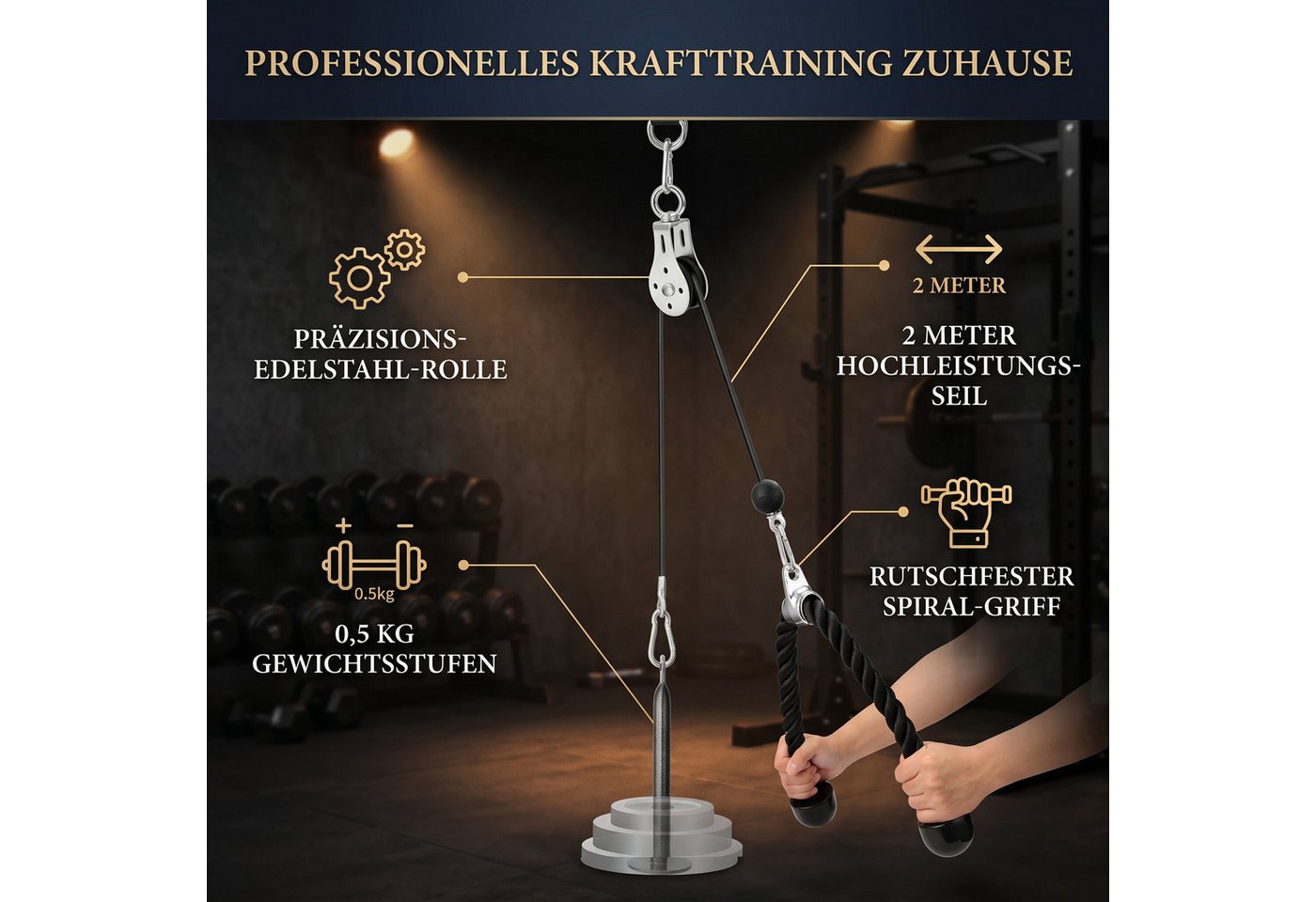 GARRYFIZH Trainingsstation Fitness GeräTe Fitness GeräTe Zuhause Krafttraining GeräTe, 2-Meter-Seil Bild 4