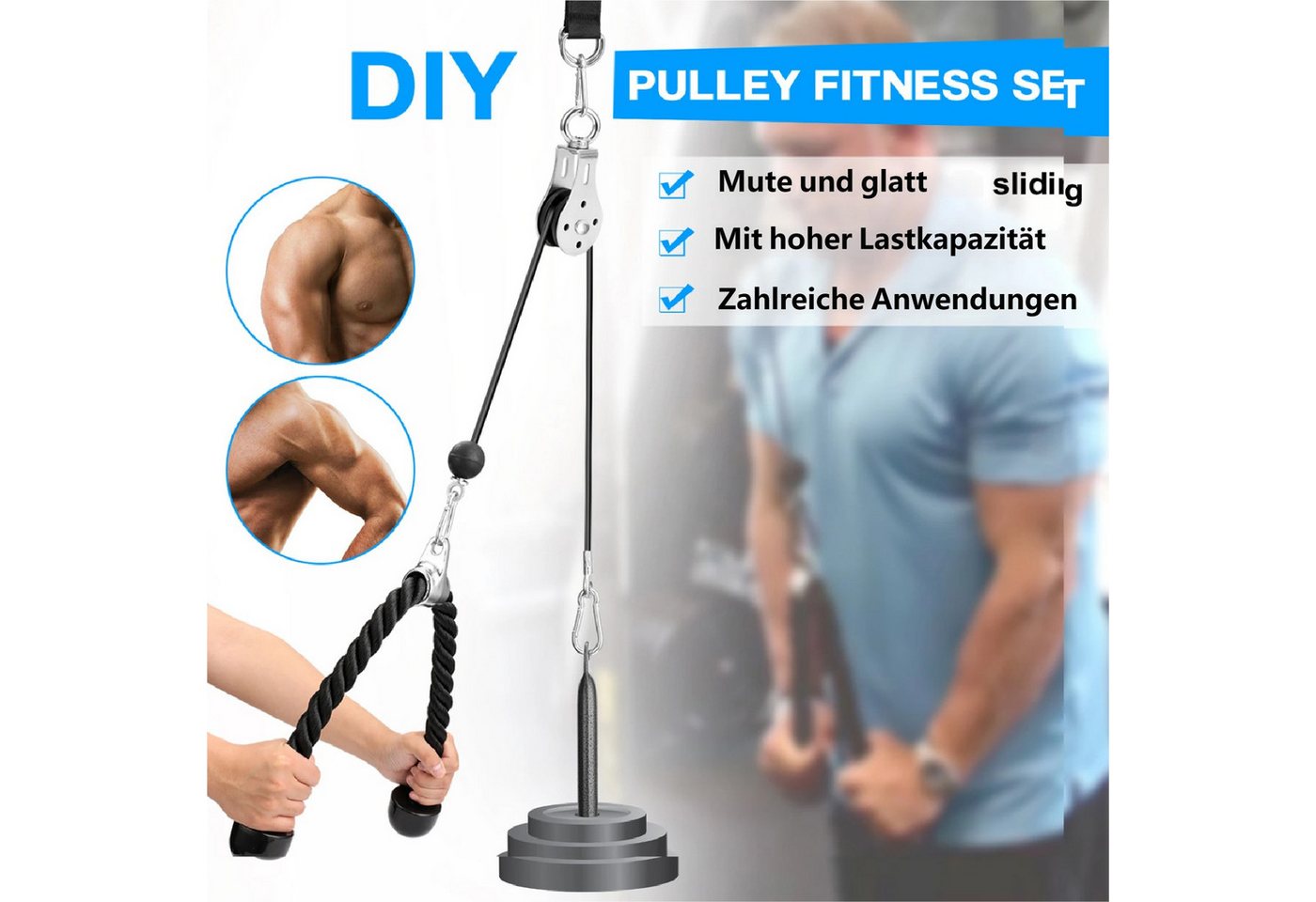 GARRYFIZH Trainingsstation Fitness GeräTe Fitness GeräTe Zuhause Krafttraining GeräTe, 2-Meter-Seil Bild 5