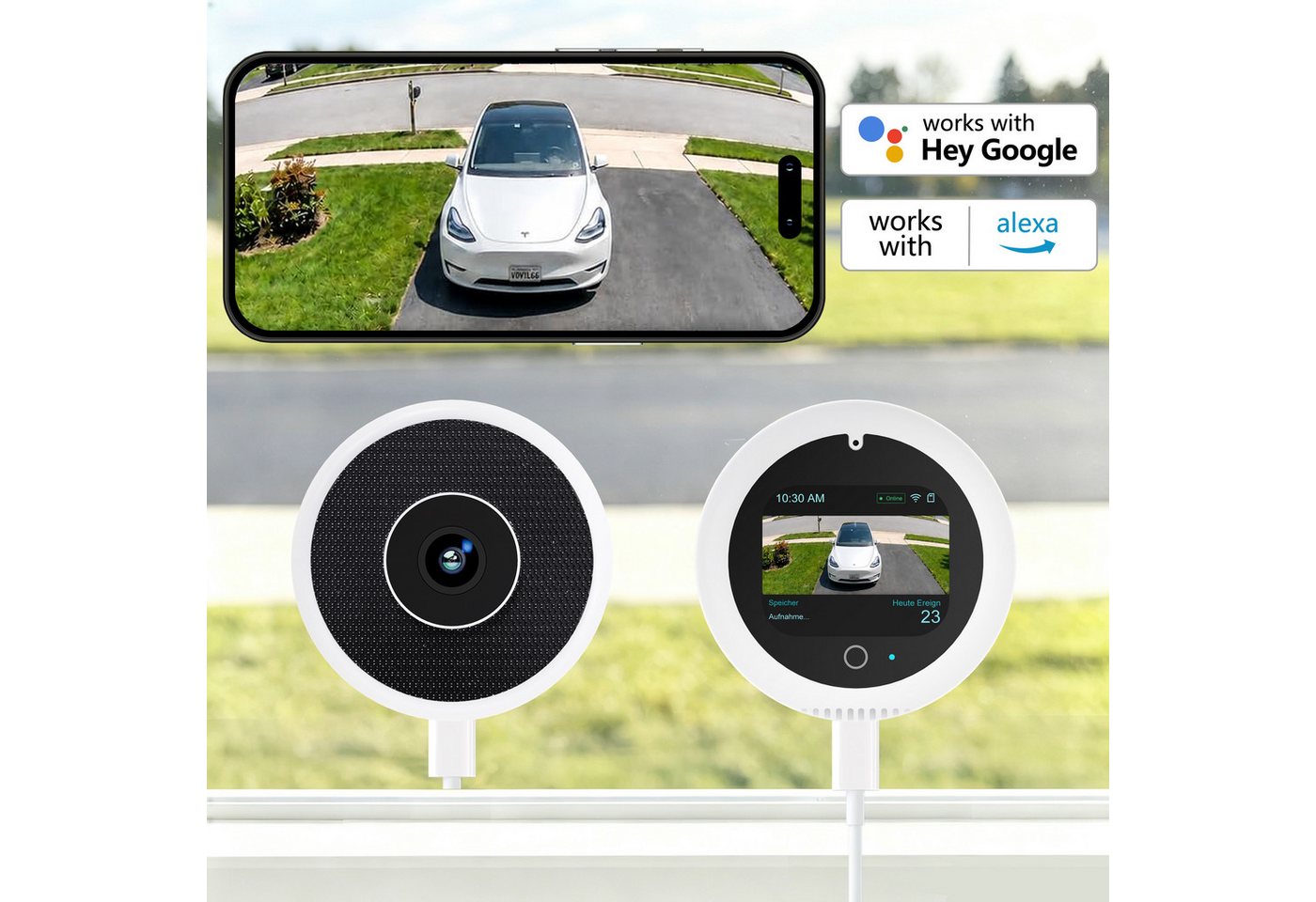FOSMET IP-Überwachungskamera Fensterkamera 5MP 3K, WiFi 6, AI Personenerkennung & Farb-Nachtsicht (Indoor Fensterkamera,2-Wege-Audio,Alexa & Google,130.5° Weitwinkel) Bild 3