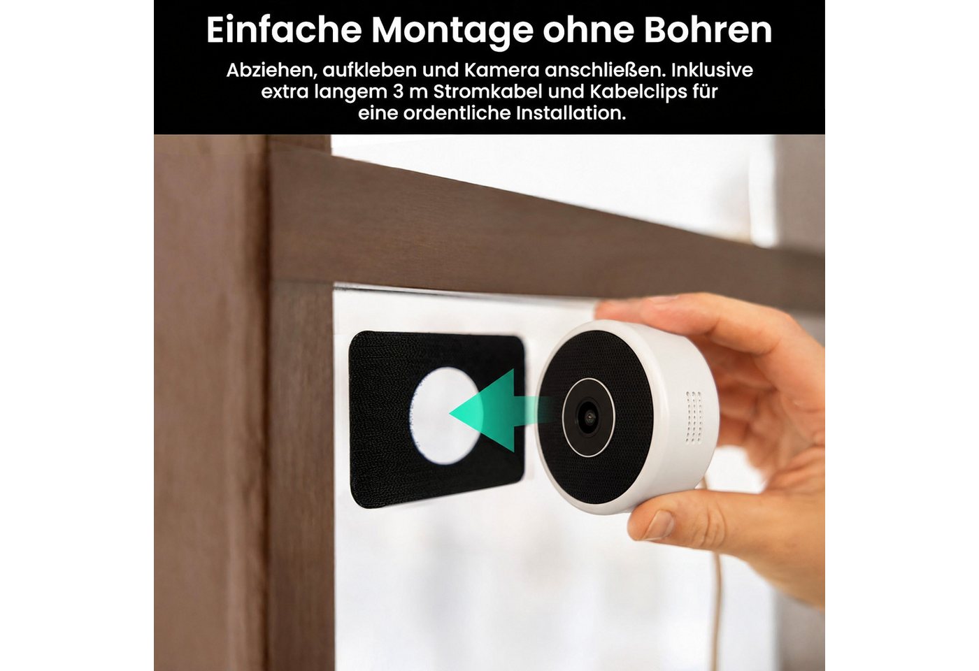 FOSMET IP-Überwachungskamera Fensterkamera 5MP 3K, WiFi 6, AI Personenerkennung & Farb-Nachtsicht (Indoor Fensterkamera,2-Wege-Audio,Alexa & Google,130.5° Weitwinkel) Bild 5