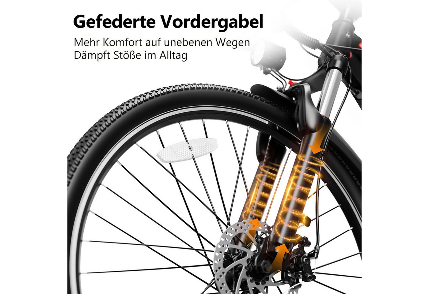 Vankel E-Bike Mountainbike 26 Zoll für Damen und Herren, 720 Wh, bis zu 120 km, App, Kettenschaltung, Heckmotor, 720 Wh, Für Alltag und Touren mit Federgabel, Display und Scheibenbremsen