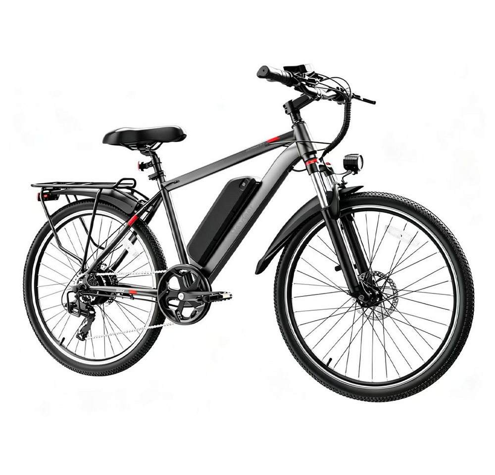 Vankel E-Bike Mountainbike 26 Zoll für Damen und Herren, 720 Wh, bis zu 120 km, App, Kettenschaltung, Heckmotor, 720 Wh, Für Alltag und Touren mit Federgabel, Display und Scheibenbremsen Bild 2