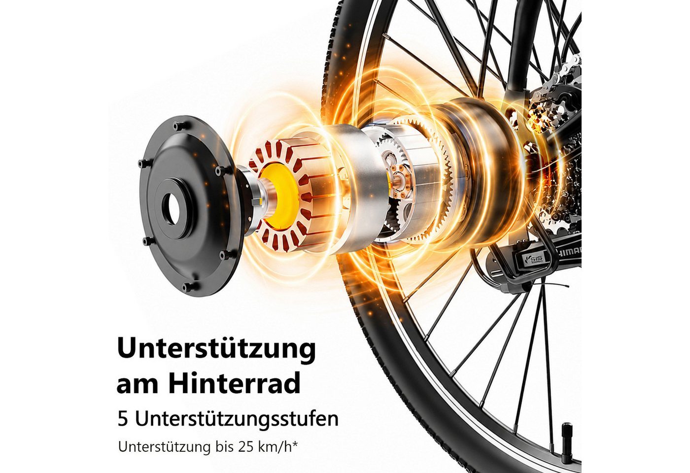 Vankel E-Bike Mountainbike 26 Zoll für Damen und Herren, 720 Wh, bis zu 120 km, App, Kettenschaltung, Heckmotor, 720 Wh, Für Alltag und Touren mit Federgabel, Display und Scheibenbremsen Bild 4